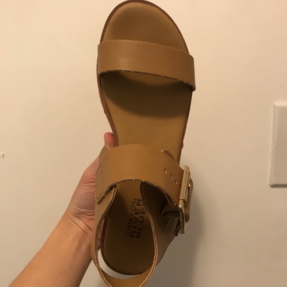Tan platform sandals